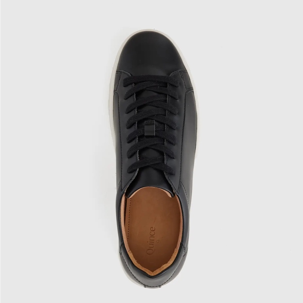 Quince Everyday Sneaker, Black Full-grain Leather White Sole Italian Shoes NWT - Picture 4 of 11